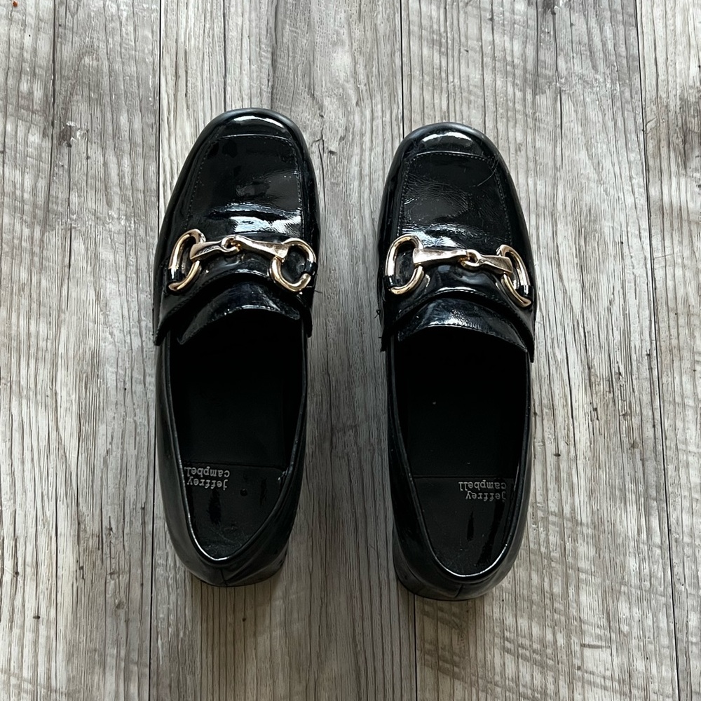 Like New Jeffrey Campbell Black Patent Platform Loafers